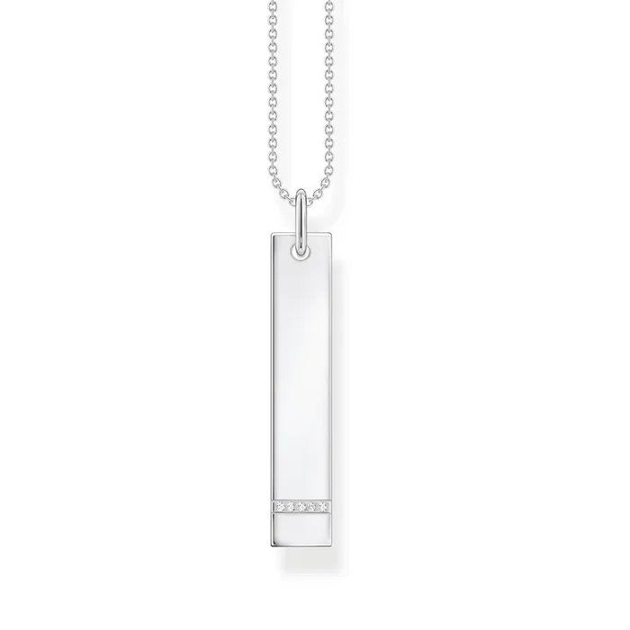 Thomas Sabo Engrav Slim Tag Cubic Zirconia On 40-45cm Chain