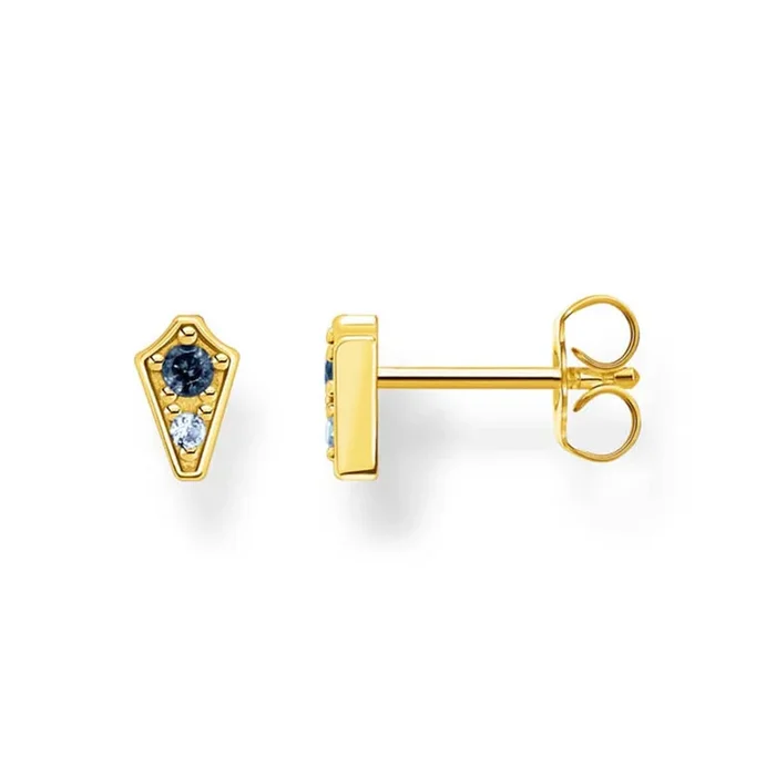 Thomas Sabo Magic Star Yellow Gold Plated Sterling Silver Blue Stone Stud Earrings