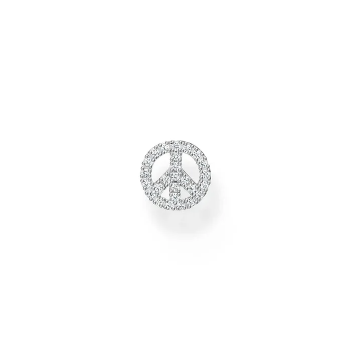 Thomas Sabo Sterling Silver Charm Club Peace CZ Stud Earring *1 Piece Only*