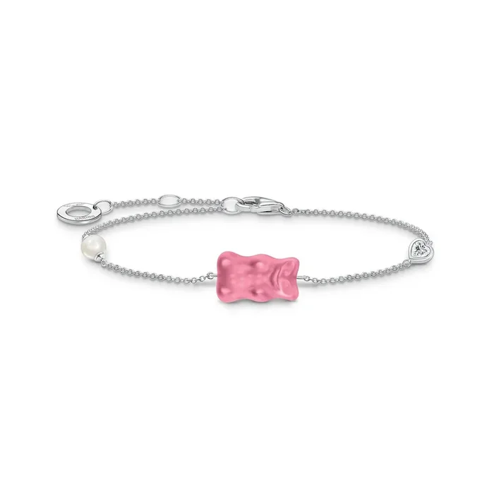 Thomas Sabo Sterling Silver Haribo Pink Bear 16-19cm Bracelet