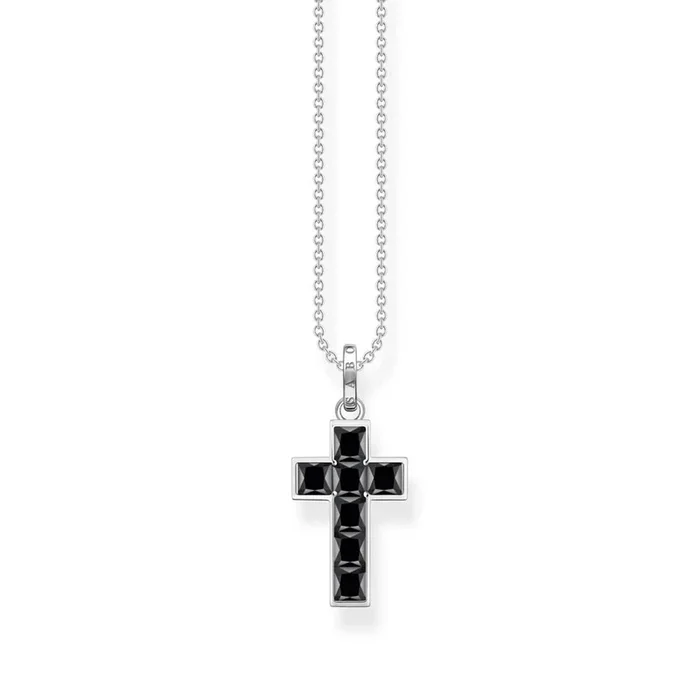 Thomas Sabo Sterling Silver Heritage Black Cross 40-45cm Chain