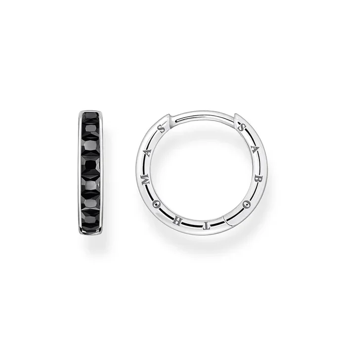 Thomas Sabo Sterling Silver Heritage Black Cubic Zirconia Hoop Earrings