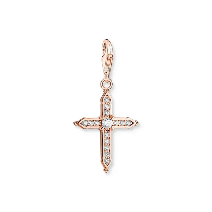 Thomas Sabo Sterling Silver Rose Gold Plated Charm Club Cross Charm