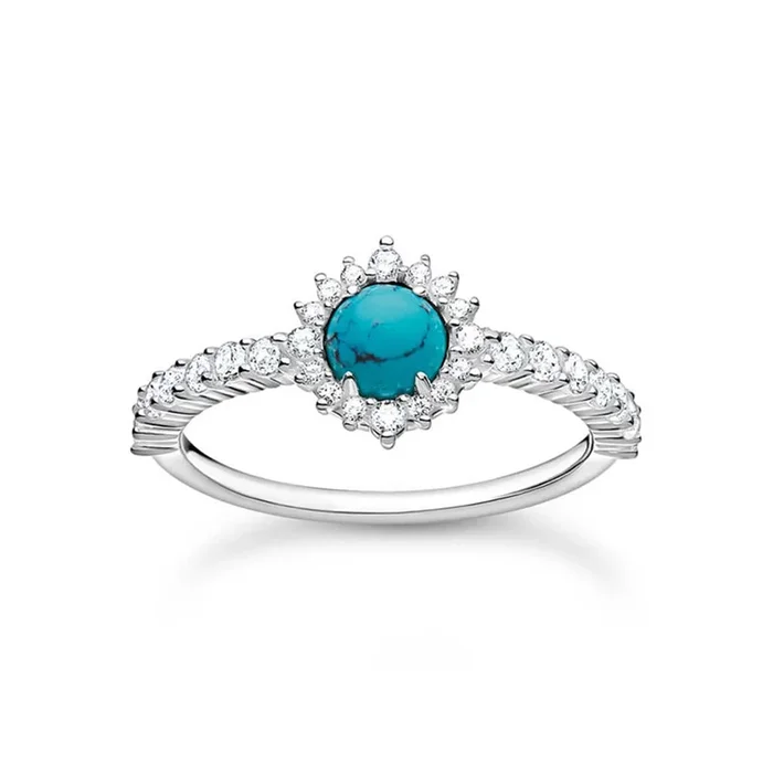 Thomas Sabo Sterling Silver Turquoise Cubic Zirconia Ring