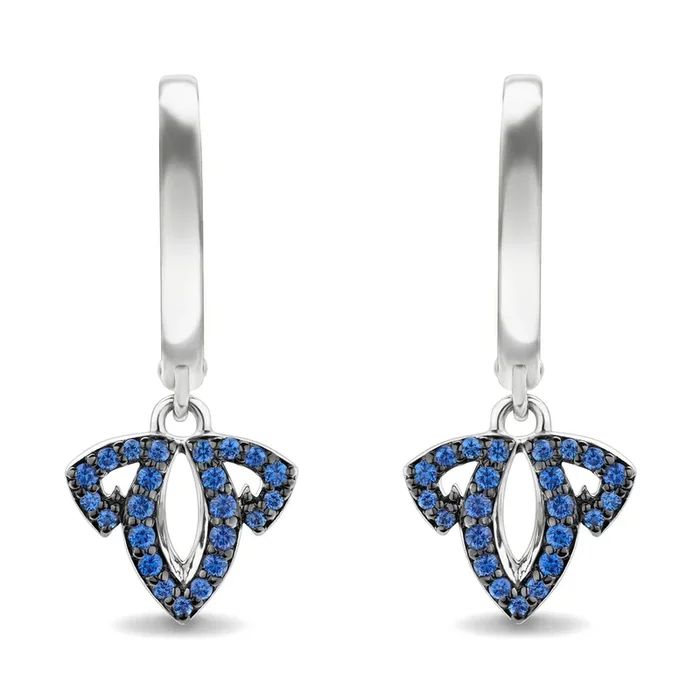 Tiara Pavé Charm Hoop Earring – Sterling Silver + CZ Azure