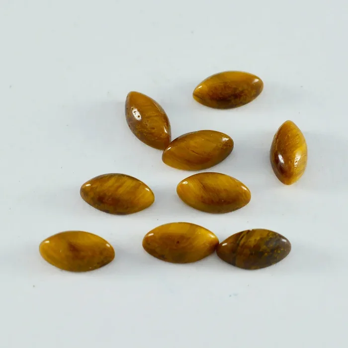Tiger Eye 1PC Small 6×12 MM Marquise Cabochon Brown Fiery semi Precious Semi Precious Gemstone