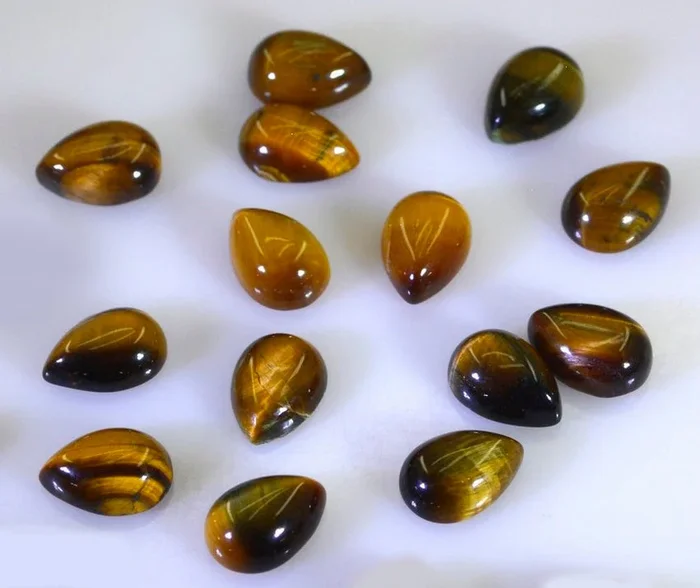 Tiger Eye 1PC Tiny 5×7 MM Pear Cabochon Brown Natural semi Precious Gems