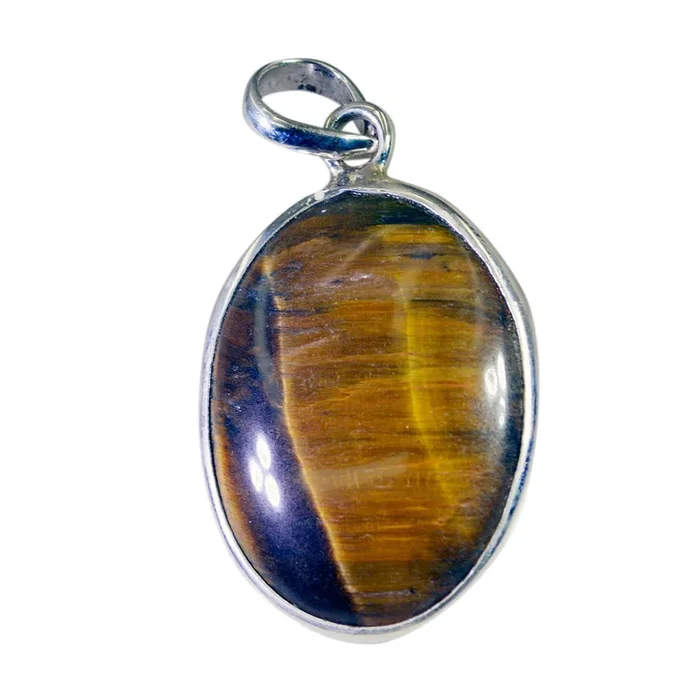 Tiger Eye Featherlight American 92.5 Silver Solitaire Violet Sophisticated Brown Pendant Jewellery