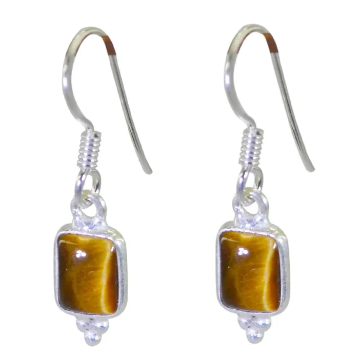 Tiger Eye German Mariana multiple Dangle Brown 925 Silver Earring