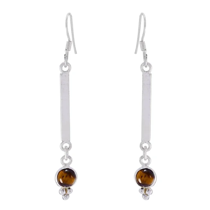 Tiger Eye Mexican Ellie multiple Dangle Brown Sterling Silver Earring