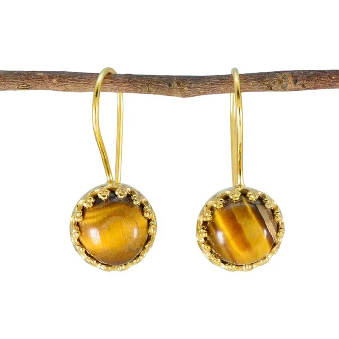 Tiger Eye Moroccan Eun-ji Solitaire Stud Brown 92.5 Silver Earring
