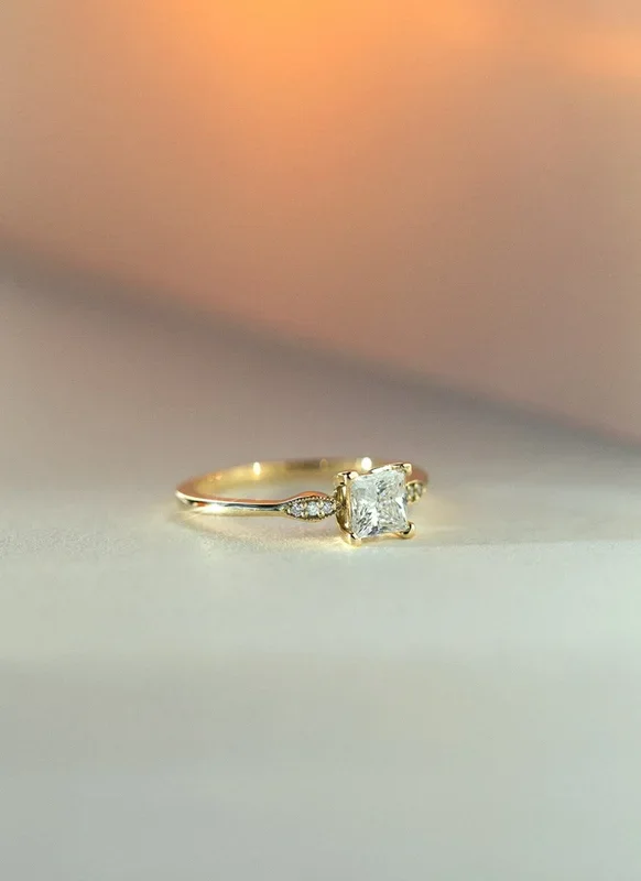 Timmy princess cut diamant 0.75ct ring 14k goud