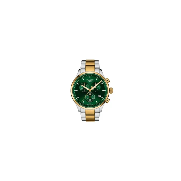 Tissot T-Sport Chrono XL quartz watch green dial steel bracelet 45 mm