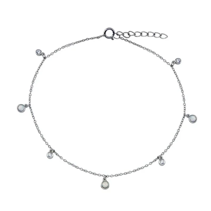 Tobillera de plata de ley 925 rodiada con circonitas cúbicas – BGF00034