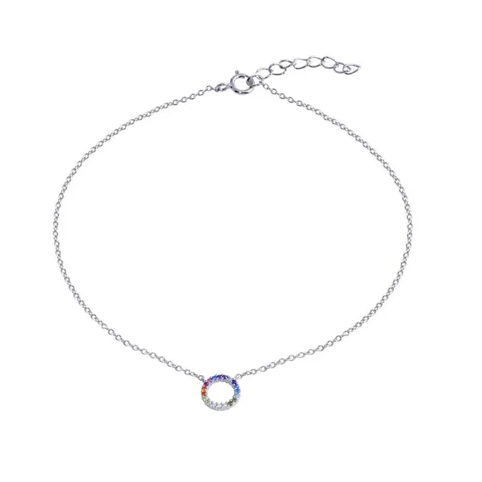 Tobillera de plata de ley 925 rodiada con circonitas multicolores – BGF00037