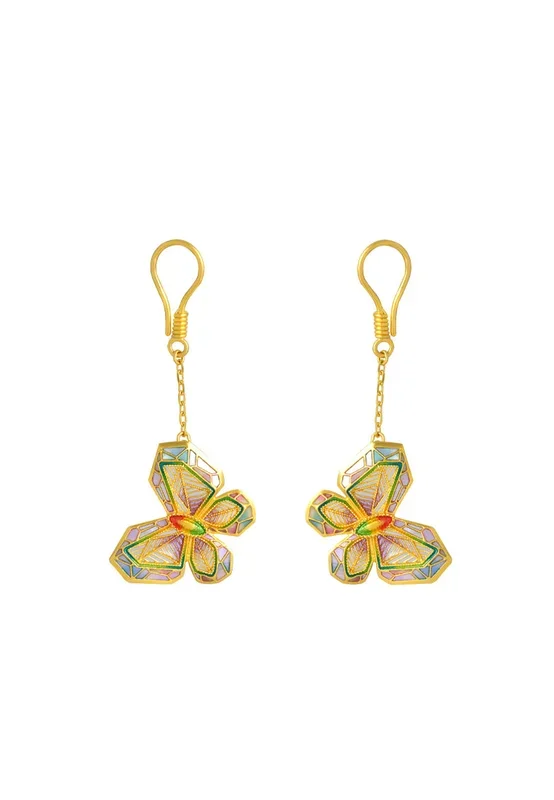 TOMEI Antique Gold Series Butterfly Earrings, Yellow Gold 999