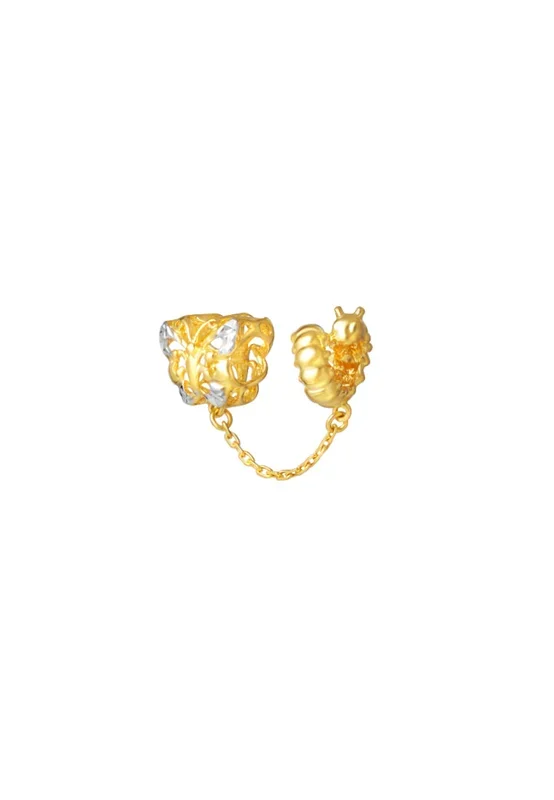TOMEI Chomel Collection Butterfly & Caterpillar Charm, Yellow Gold 916
