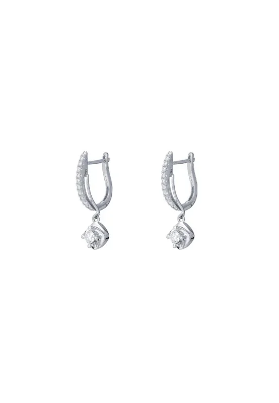 TOMEI Dangling Loop Earrings, Diamond White Gold 750