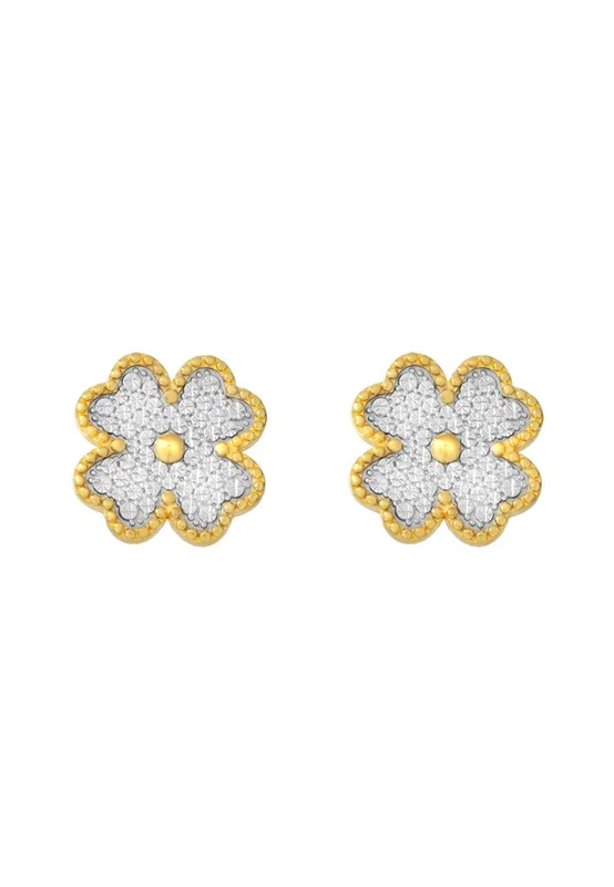 TOMEI Diamond Cut Collection Clover Earrings, Yellow Gold 916