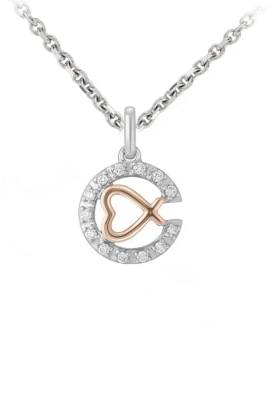 TOMEI Diamond Pendant Set I White+Rose Gold 585