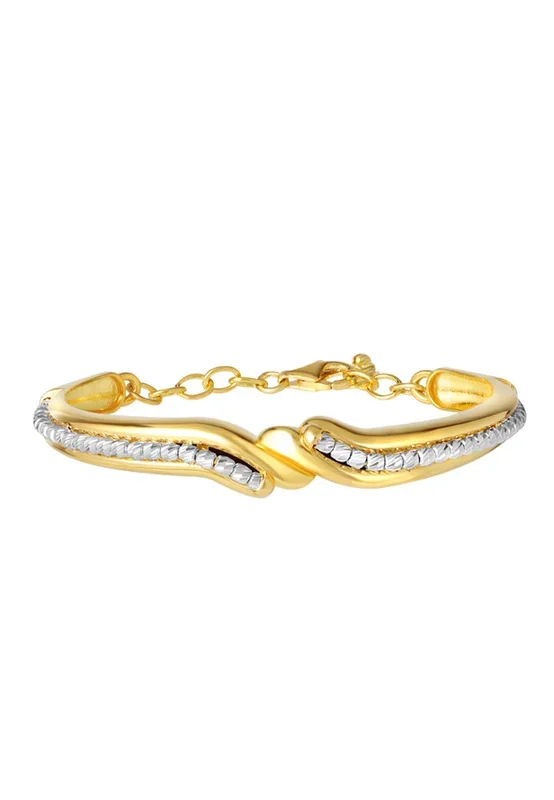 TOMEI Dual-Tone Bead Bangle, Yellow Gold 916