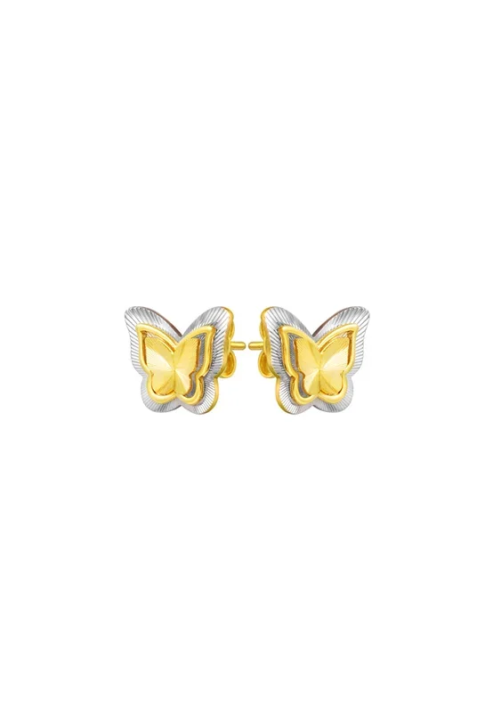 TOMEI Dual-Tone Butterfly Earrings, Yellow Gold 916