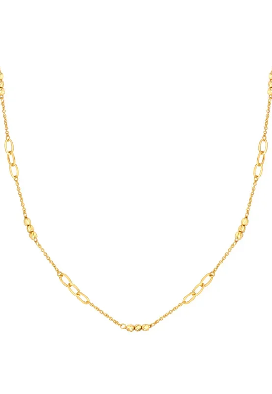 TOMEI Etched Bead Link Necklace, Yellow Gold 916