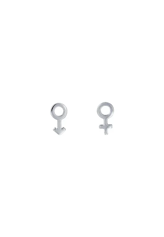TOMEI Gender Symbol Earrings, White Gold 585
