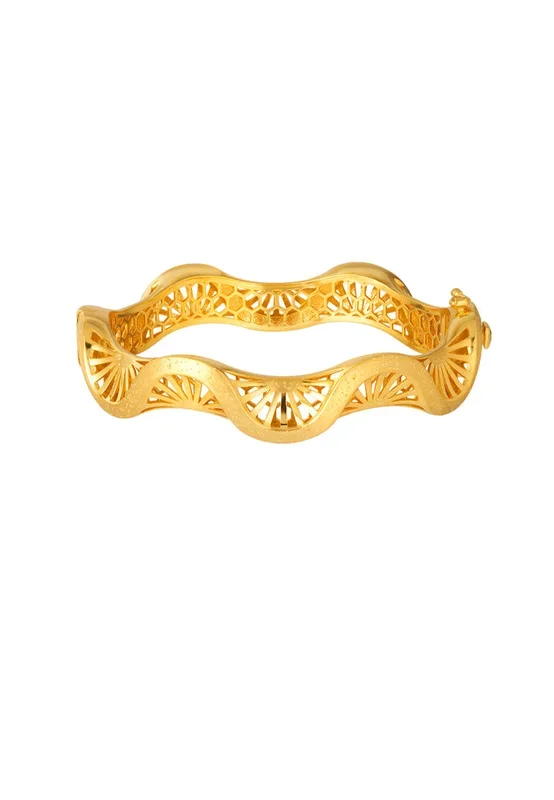 TOMEI Hollow Curvy Bangle, Yellow Gold 916