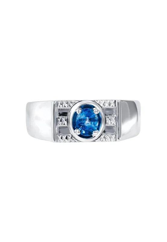 TOMEI Homme Collection Sapphire Men Ring, Silver+Palladium