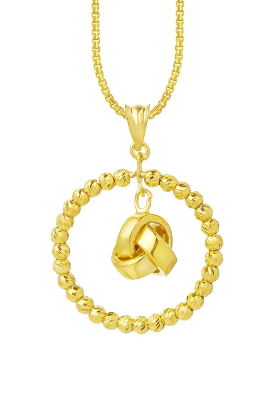 TOMEI Lusso Italia Beads Wreath with Knot Pendant, Yellow Gold 916