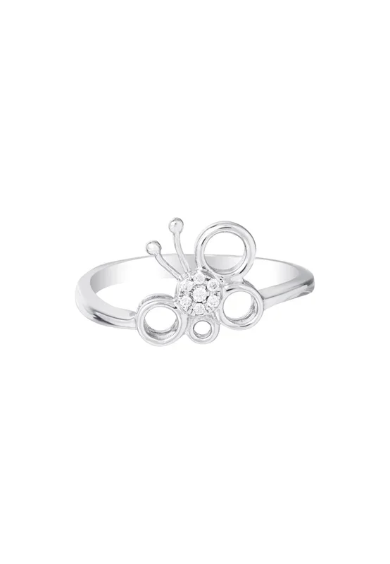 TOMEI Minimalist Butterfly Diamond Ring, White Gold 375