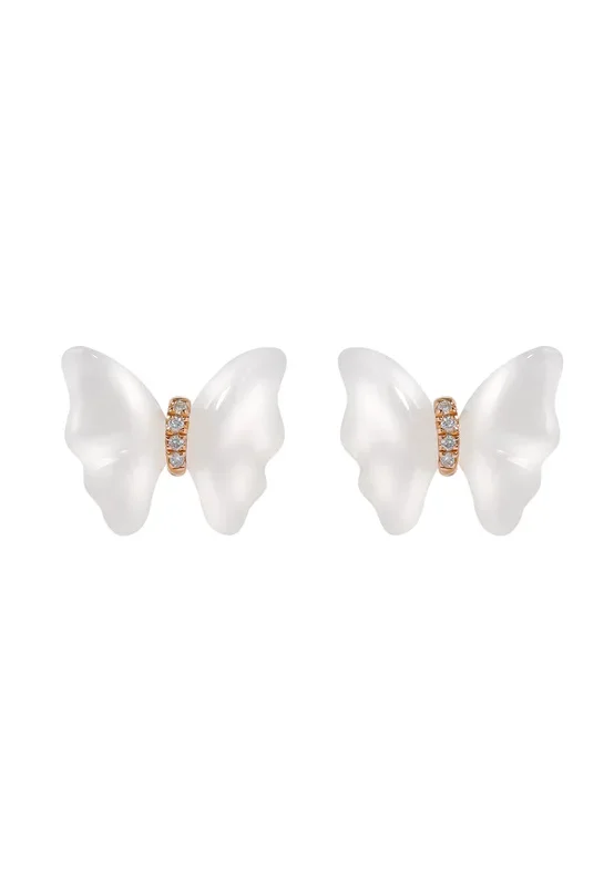 TOMEI Nephrite Collection, Butterfly Earrings, Rose Gold 750