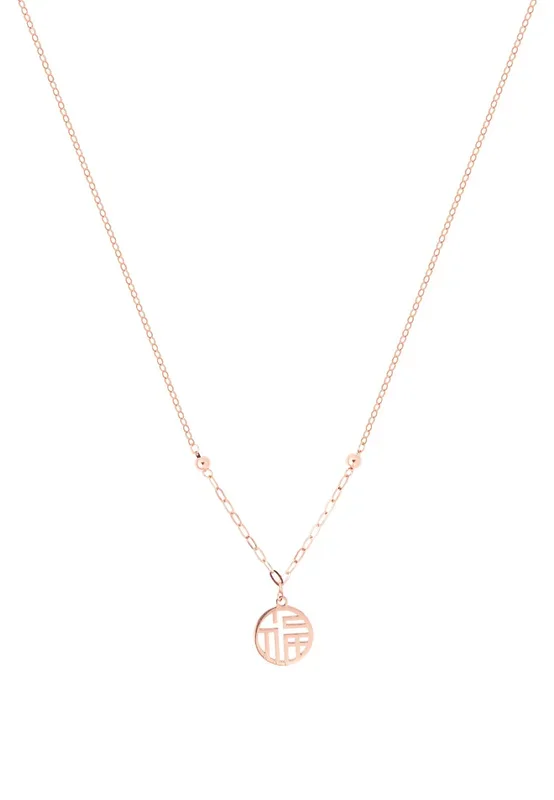 TOMEI Rouge Collection Fu In Circle Necklace, Rose Gold 750