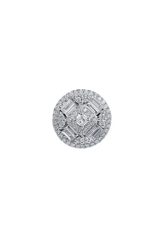 TOMEI Rounded Sparkling Diamond Pendant, White Gold 750