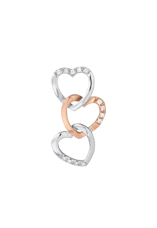 TOMEI Triple Linked Hearts Pendant Set, White Gold
