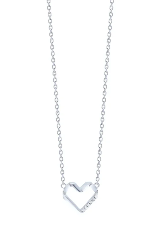 TOMEI Wave-Inspired Heart Shaped Necklace, White Gold 585