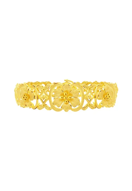 TOMEI X Prima Gold Flower Set Bangle, Yellow Gold 999