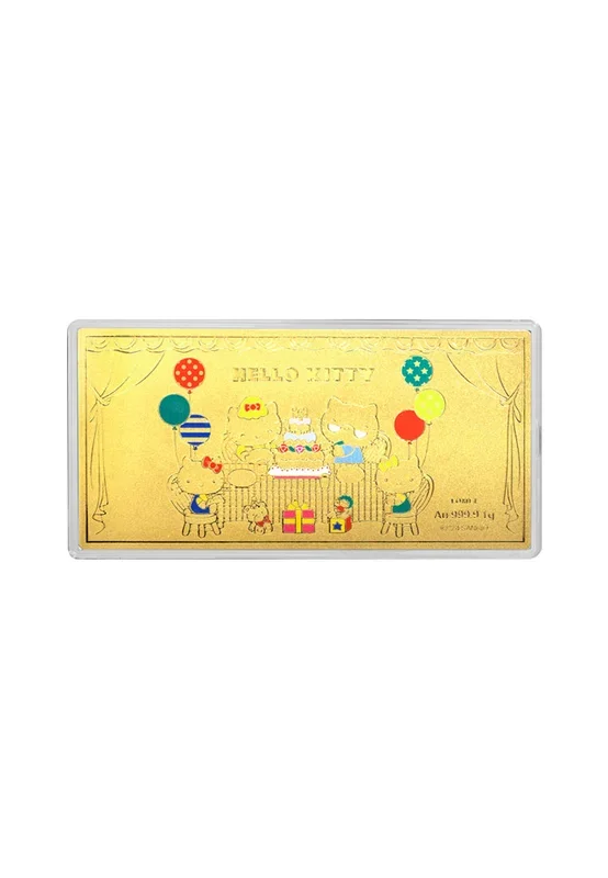 TOMEI X SANRIO Hello Kitty Happy Birthday Gold Wafer 1G, Yellow Gold 9999