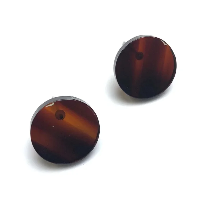 Tortoise Striped Disc Stud Earrings – As Is