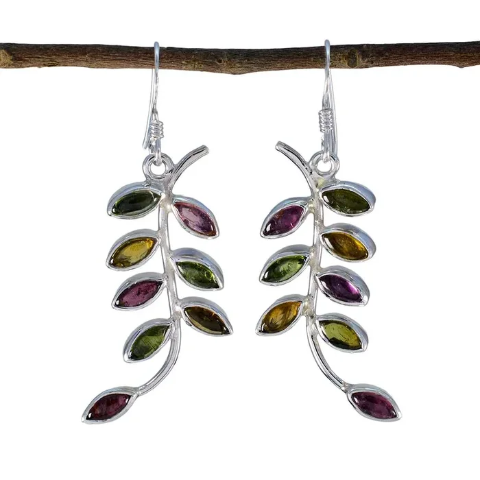 Tourmaline Egyptian Alice multiple Dangle multicolor 925 Sterling Silver Earring