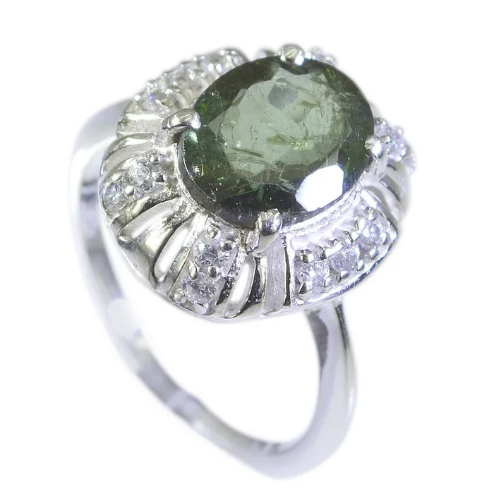 Tourmaline Halo African 925 Sterling Silver multicolor Gemstone Featherlight Graceful Ring Jewellery