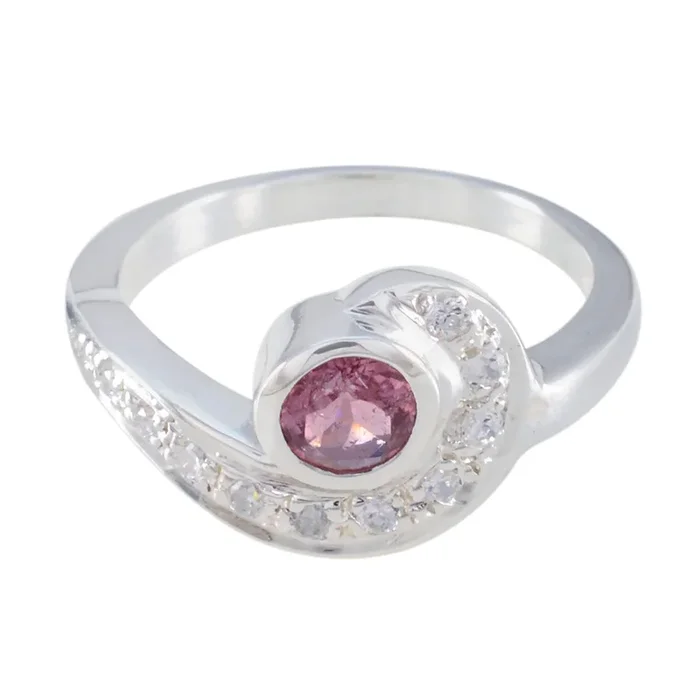 Tourmaline Halo French Sterling Silver multicolor Gemstones Slim Boho Ring Jewelry