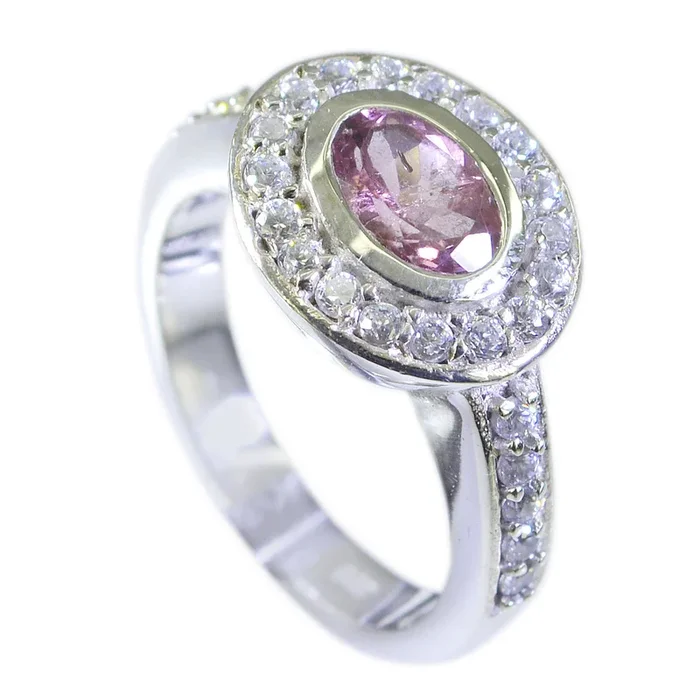 Tourmaline Halo German Sterling Silver multicolor Gemstones Classic Boho Ring Jewellery