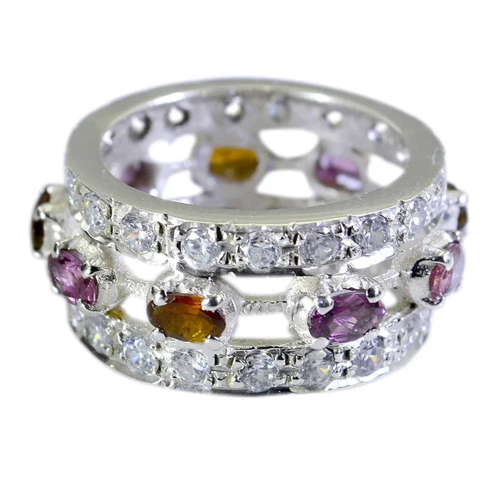Tourmaline multiple Egyptian 925 Sterling Silver multicolor Gemstone Essential Eternity Band Jewellery