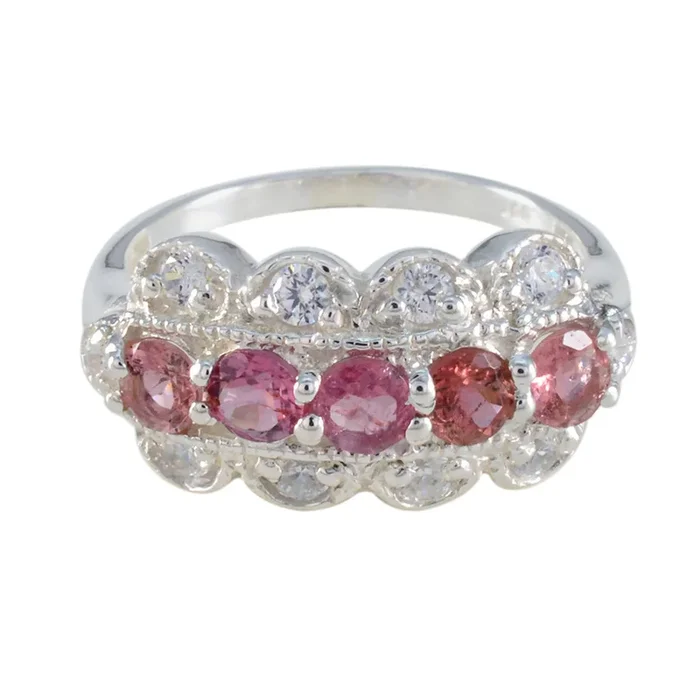 Tourmaline multiple German Sterling Silver multicolor Gemstones Tiny Glamorous Ring Jewellery