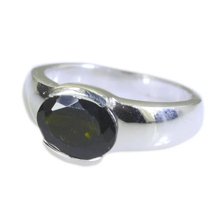 Tourmaline Solitaire Indian Silver multicolor Gemstone Mid-weight Glamorous Ring Jewellery