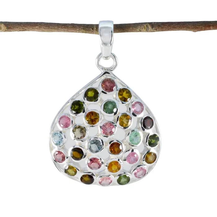 Tourmaline Statement Russian 92.5 Silver multiple Lourdes propsel multicolor Pendant Jewellery