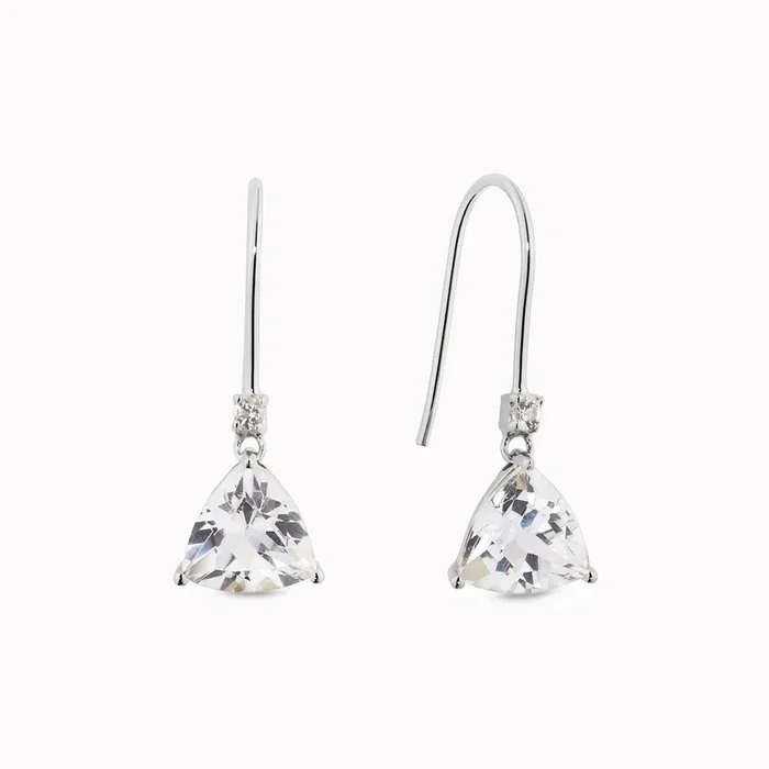 Trillion Cut Earrings White Topaz Silver – Tuva