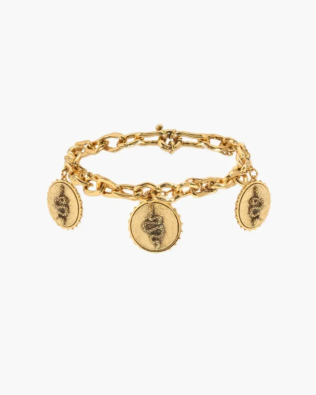 Trinity Snake Coin Doppelkettenarmband in Gold